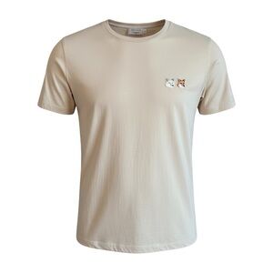 Maison Kitsuné Dual Fox Head Tee – Light Beige – Size M
